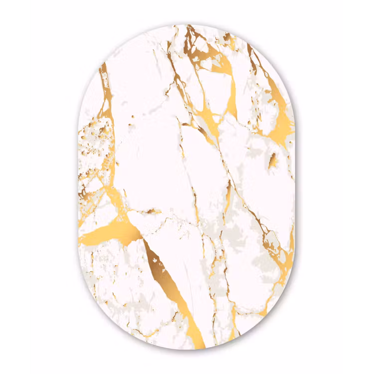 Muurovaal - Marmer - Goud - Wit - Chic — 1