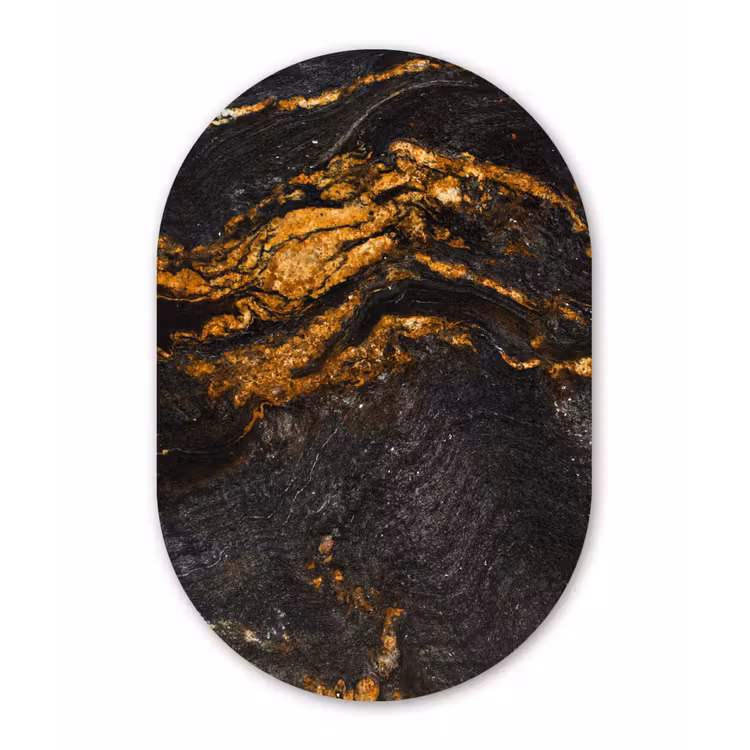 Muurovaal - Marmer - Kalk - Zwart - Goud - Marmerlook - Luxe — 2