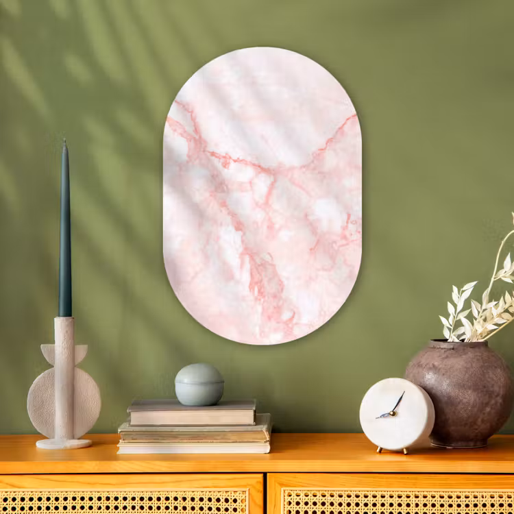 Muurovaal - Marmer - Wit - Roze - Chic — 3