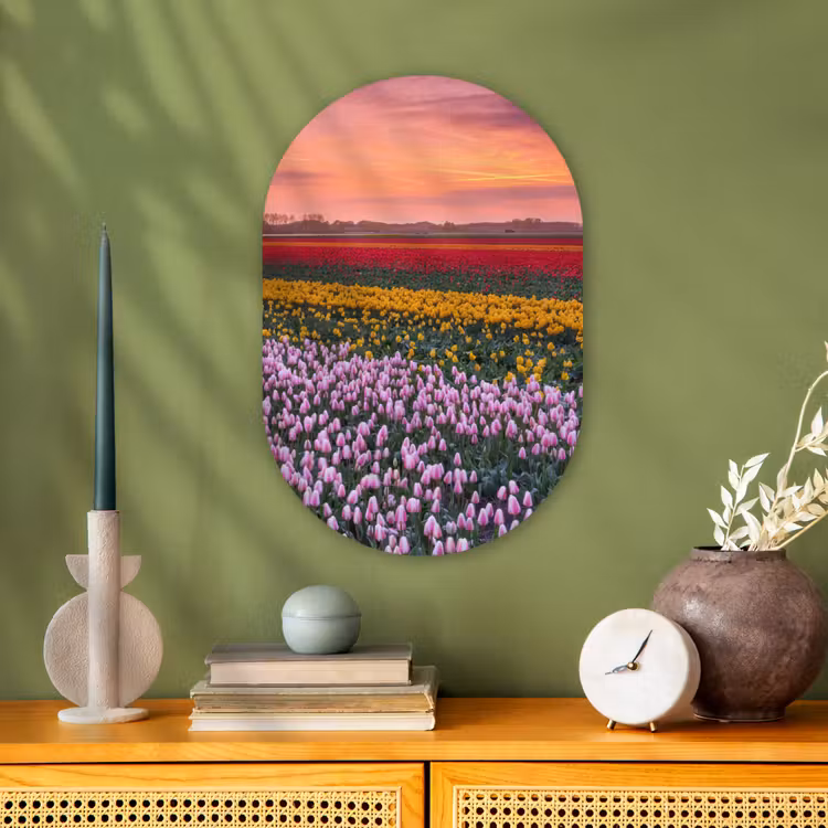 Muurovaal - Kunststof - Paarse tulpen in Nederland — 2