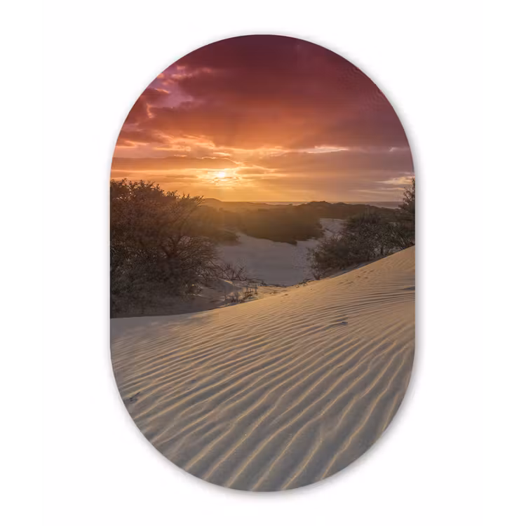 Muurovaal - Kunststof - Zonsondergang bij het Nederlandse strand — 1