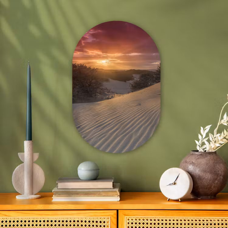 Muurovaal - Kunststof - Zonsondergang bij het Nederlandse strand — 2