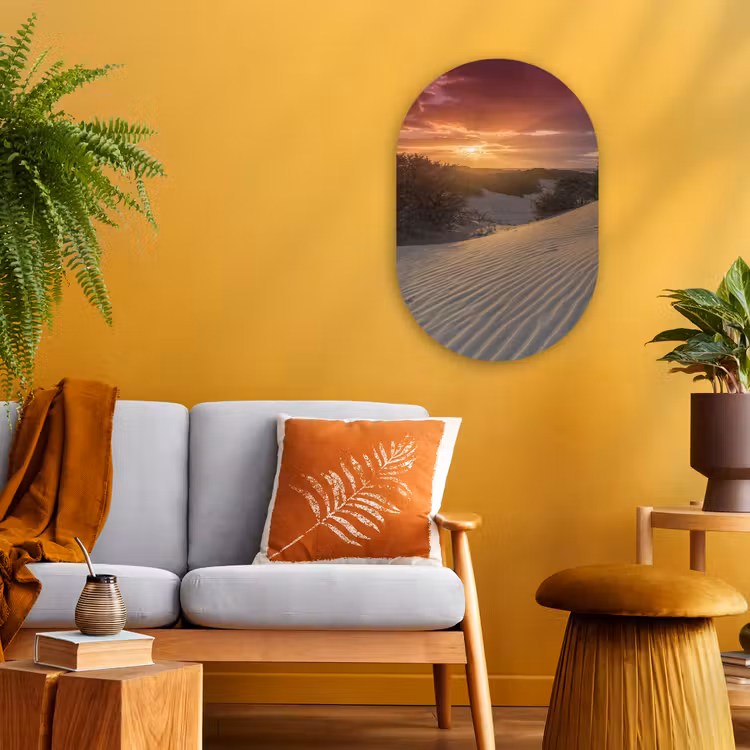 Muurovaal - Kunststof - Zonsondergang bij het Nederlandse strand — 3