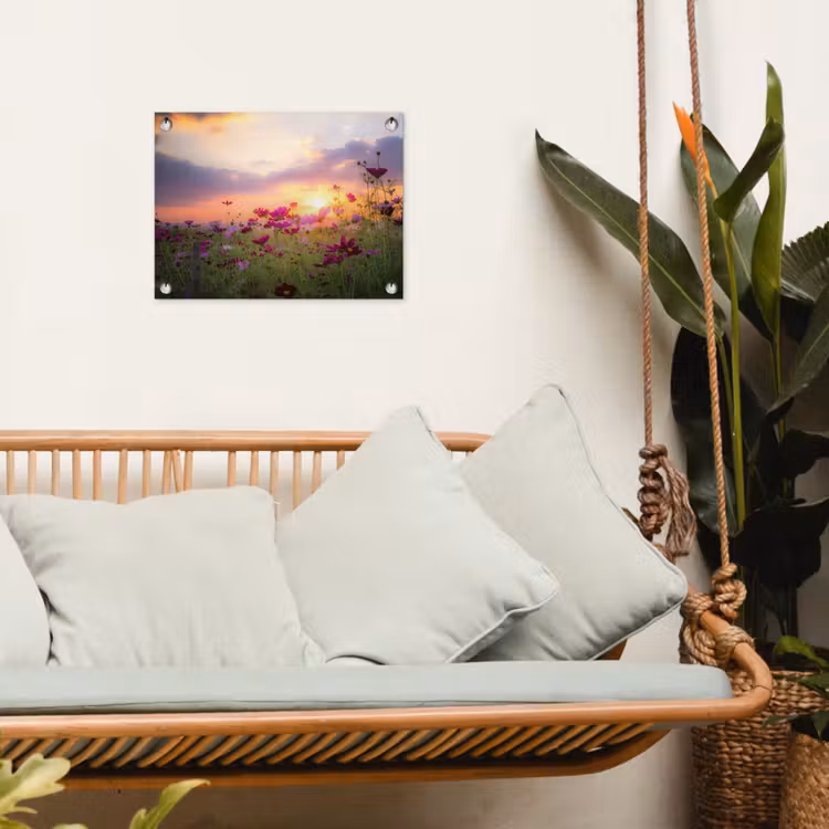 Tuinposter - Kosmosbloemen bij zonsondergang — 5