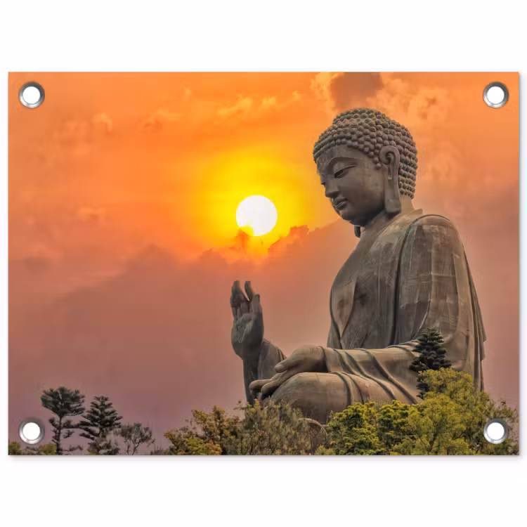 Tuinposter - Grote Boeddha bij zonsondergang — 1