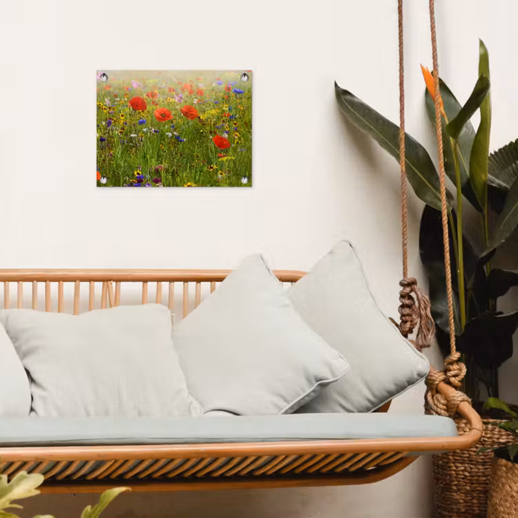 Tuinposter - Weide van wilde bloemen en klaprozen — 5