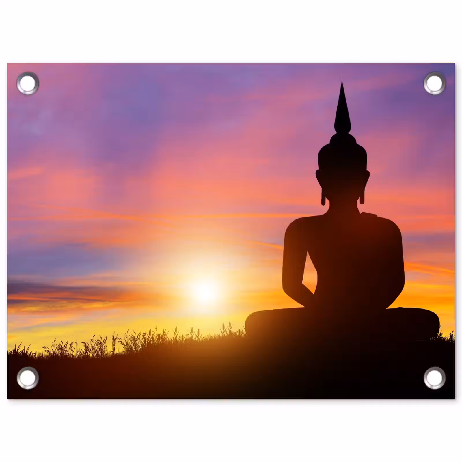 Tuinposter - Boeddha silhouet bij zonsopgang — 1
