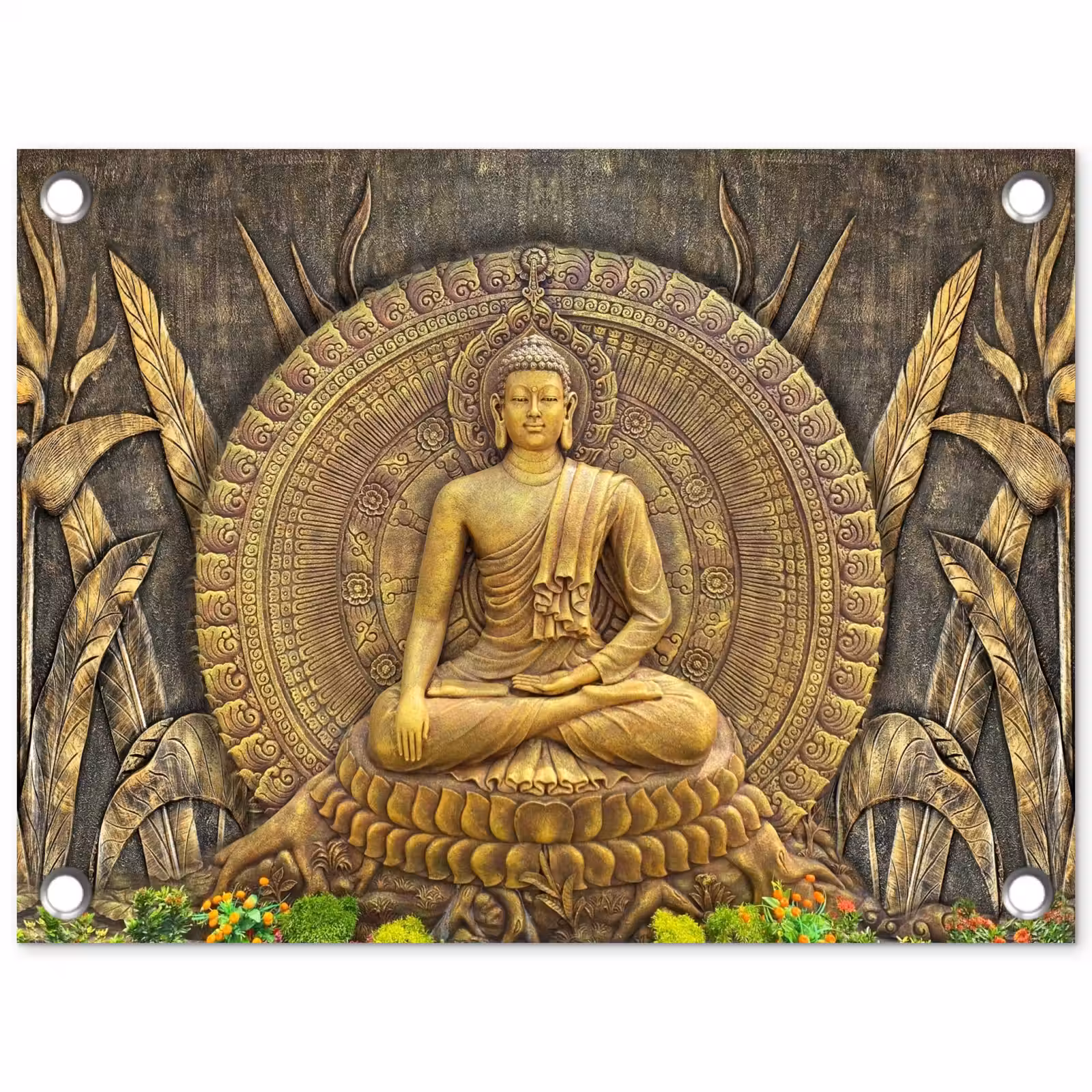 Tuinposter - Gouden Boeddha-reliëf — 1