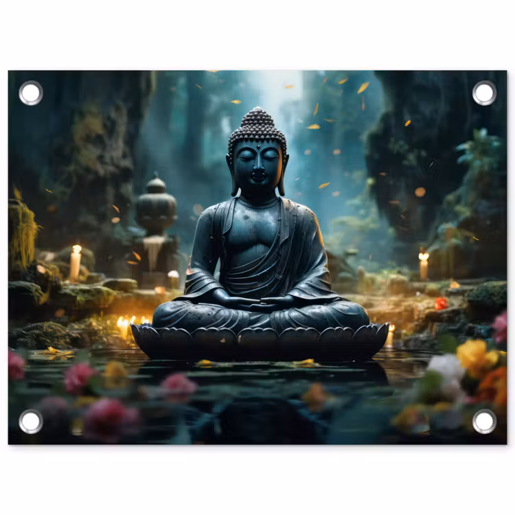 Tuinposter - Boeddha in een mystieke tuin — 1