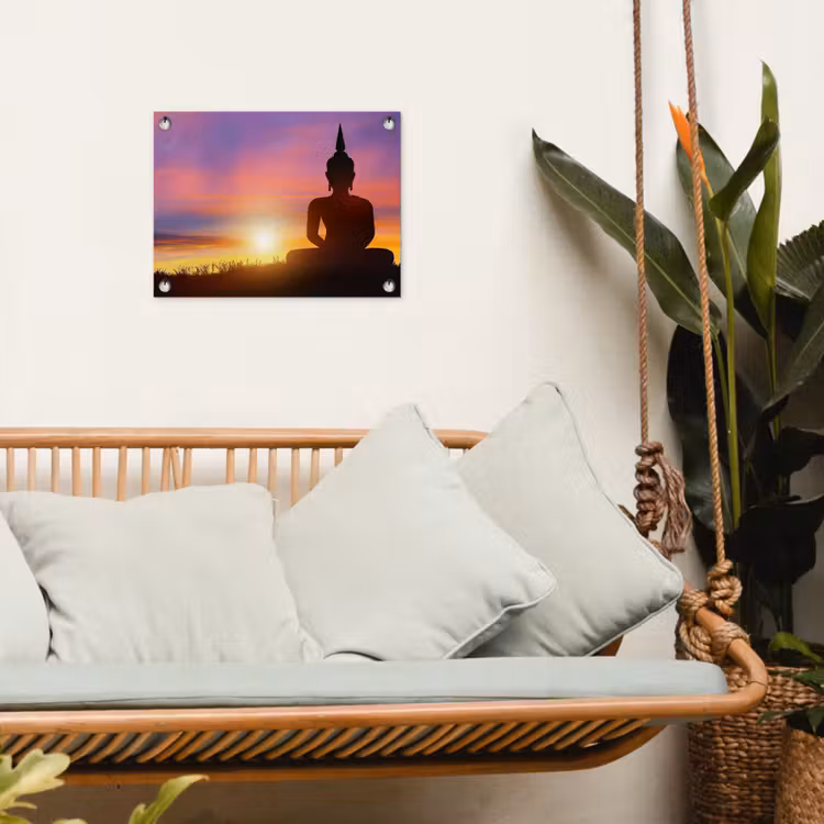 Tuinposter - Boeddha silhouet bij zonsopgang — 5