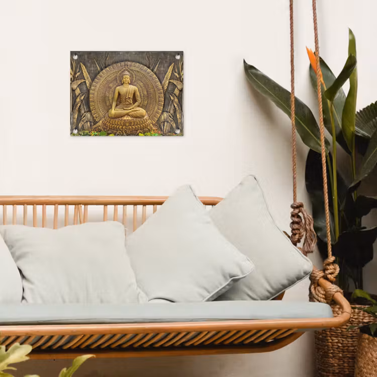 Tuinposter - Gouden Boeddha-reliëf — 5