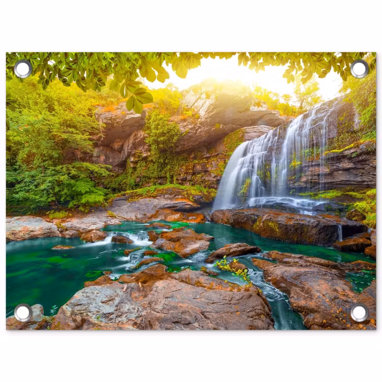 Tuinposter - Waterval in een weelderig bos — 1