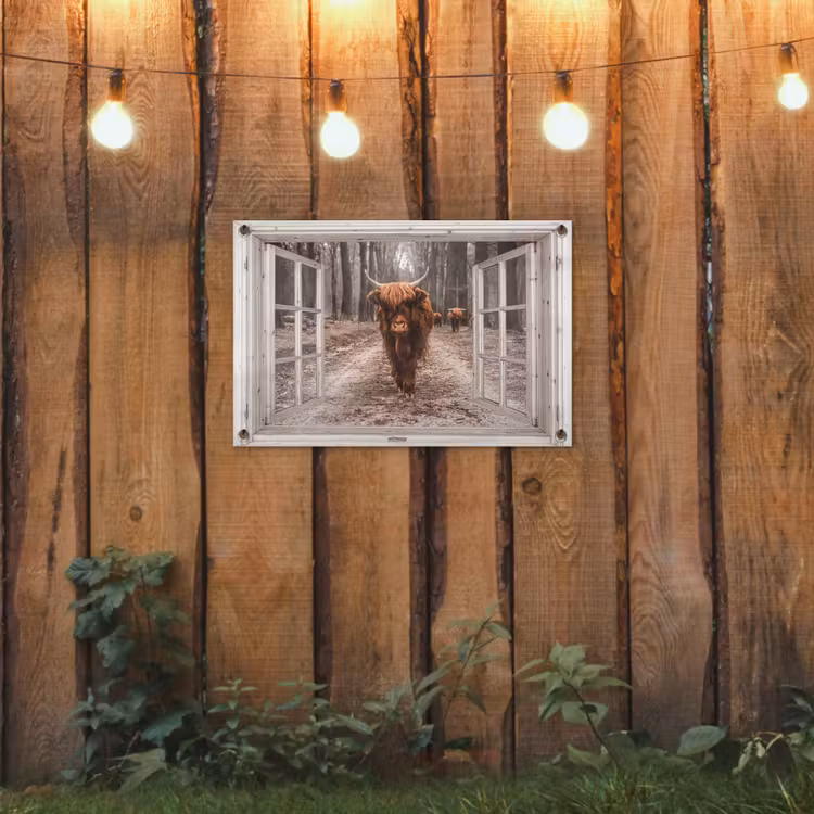 Tuinposter - Hooglander door het Raam — 2
