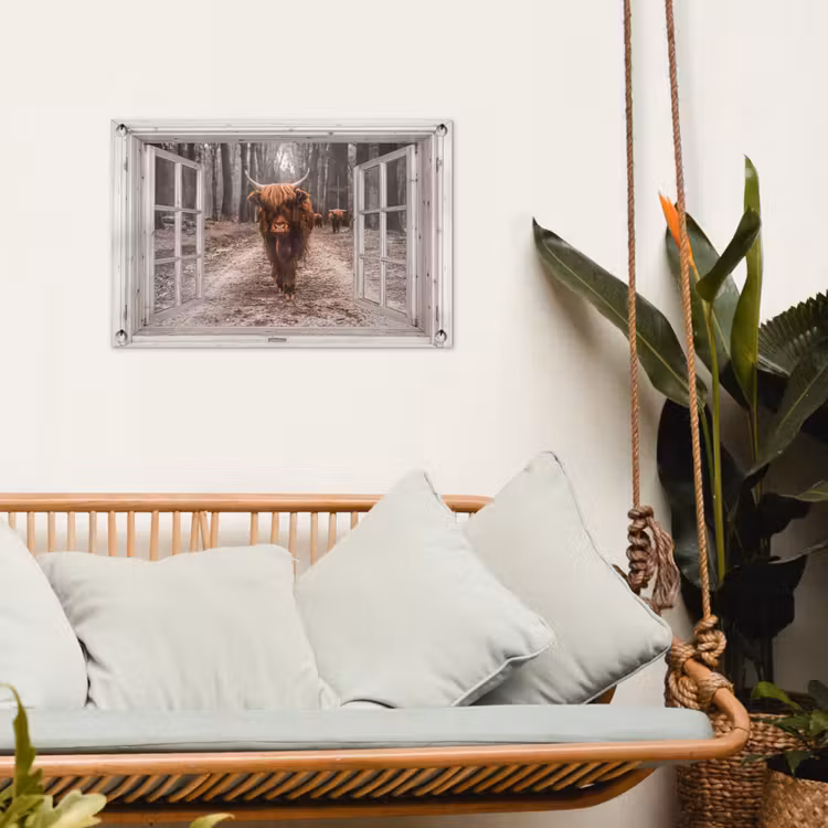 Tuinposter - Hooglander door het Raam — 5