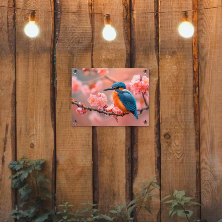 Tuinposter - IJsvogel tussen Kersenbloesems — 2