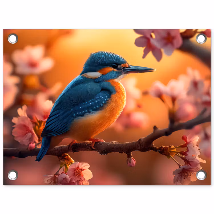 Tuinposter - IJsvogel in de Bloesemtak — 1