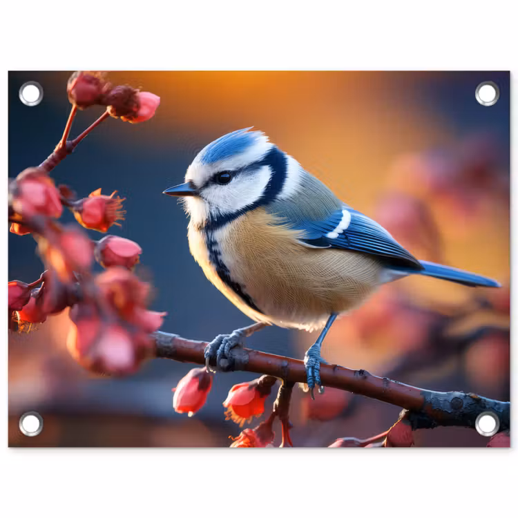 Tuinposter - Pimpelmees bij Bloesems — 1