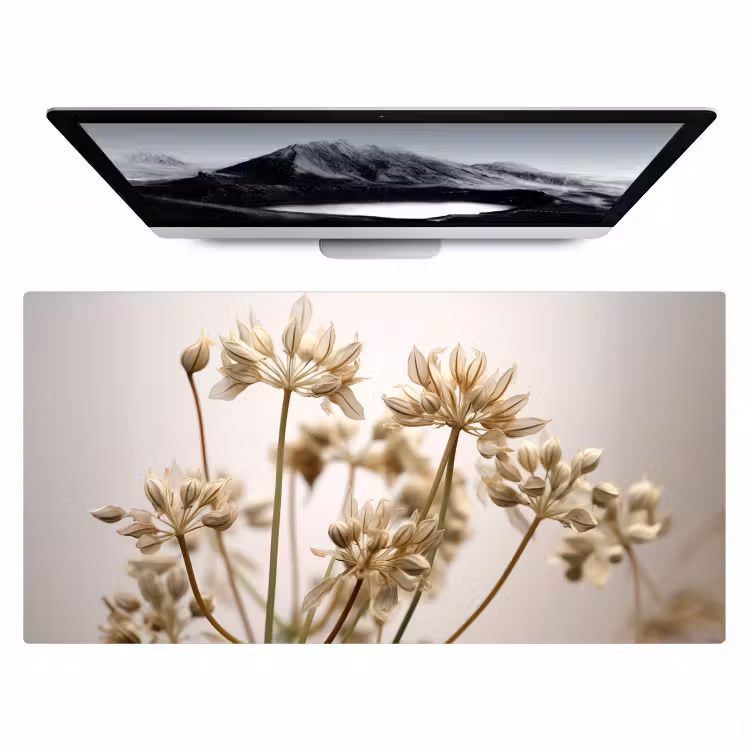 Bureau onderlegger - droogbloemen-beige-wit-planten — 1