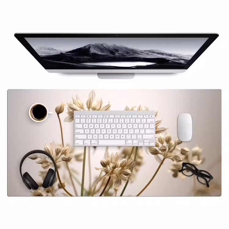 Bureau onderlegger - droogbloemen-beige-wit-planten — 4