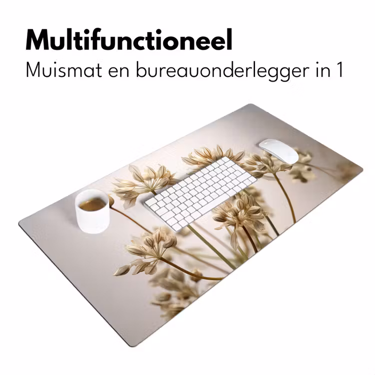 Bureau onderlegger - droogbloemen-beige-wit-planten — 7
