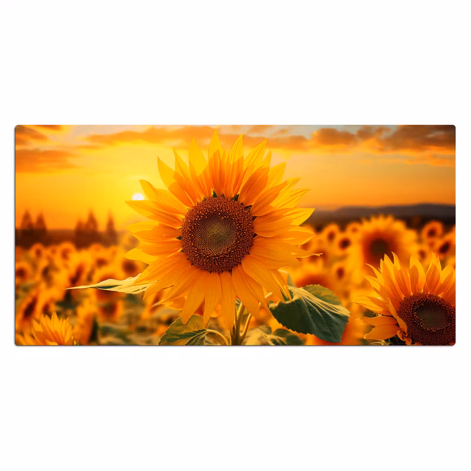 Bureau onderlegger - zonnebloem-bloemen-geel-bloemenveld-met-zonnebloemen — 1