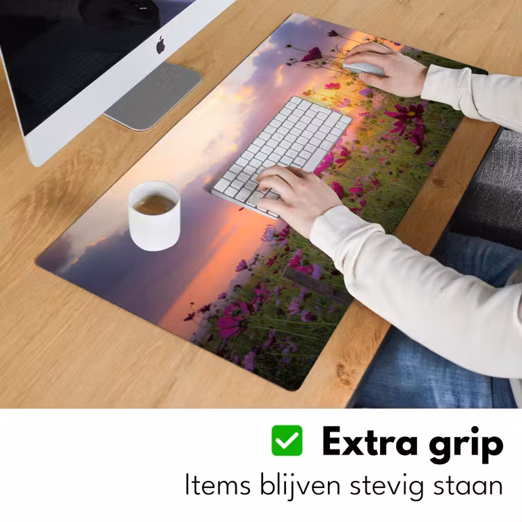 Bureau onderlegger - bloemen-roze-zonsondergang-natuur-weide-horizon — 5