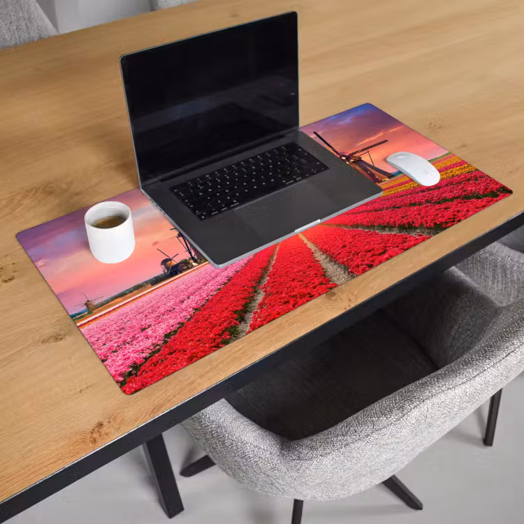 Bureau onderlegger - bloemen-tulpen-bloemenveld-molens-holland — 2
