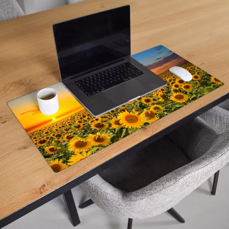Bureau onderlegger - bloemen-zonnebloem-zonsondergang-nacht-oranje — 2