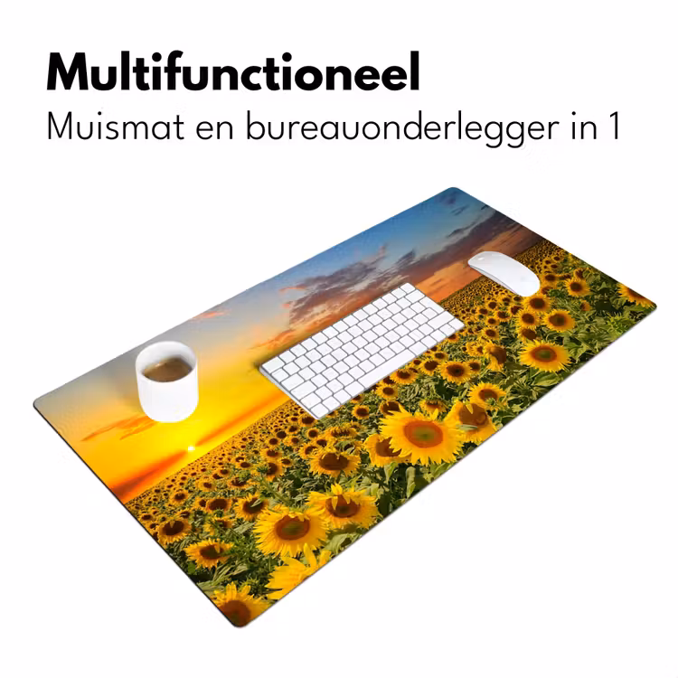 Bureau onderlegger - bloemen-zonnebloem-zonsondergang-nacht-oranje — 6