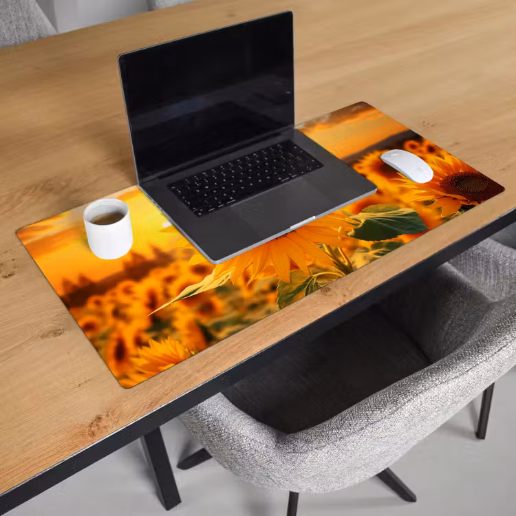Bureau onderlegger - zonnebloem-bloemen-geel-bloemenveld-met-zonnebloemen — 2
