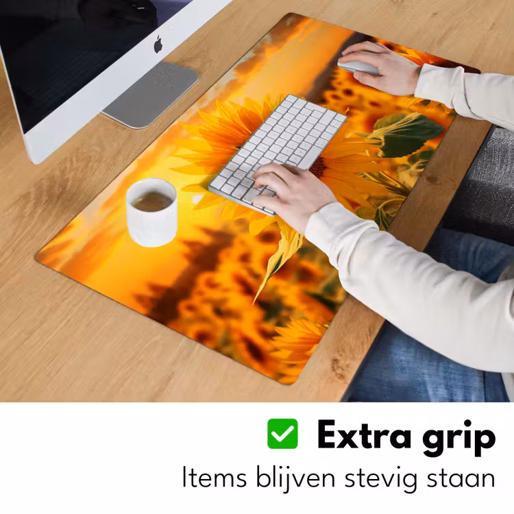 Bureau onderlegger - zonnebloem-bloemen-geel-bloemenveld-met-zonnebloemen — 5