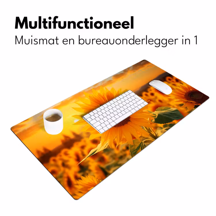 Bureau onderlegger - zonnebloem-bloemen-geel-bloemenveld-met-zonnebloemen — 6
