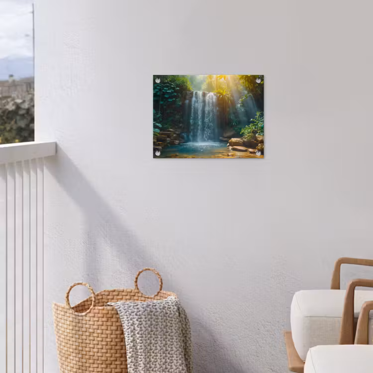 Tuinposter - Tropische Waterval in Zonlicht — 3