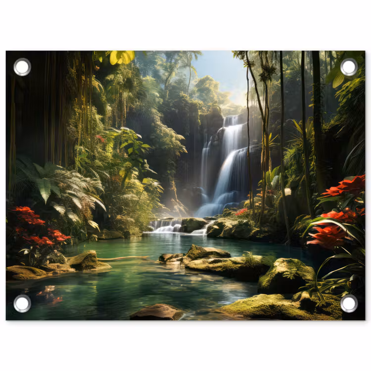 Tuinposter - Verborgen Waterval in de Tropen — 1
