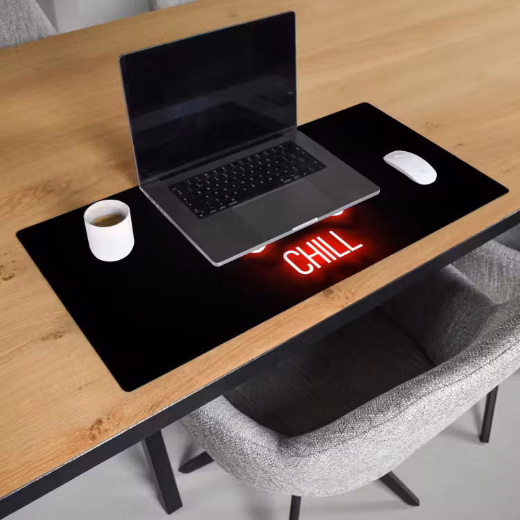 Bureau onderlegger - gaming-quotes-gaming-and-chill-neon-rood — 2