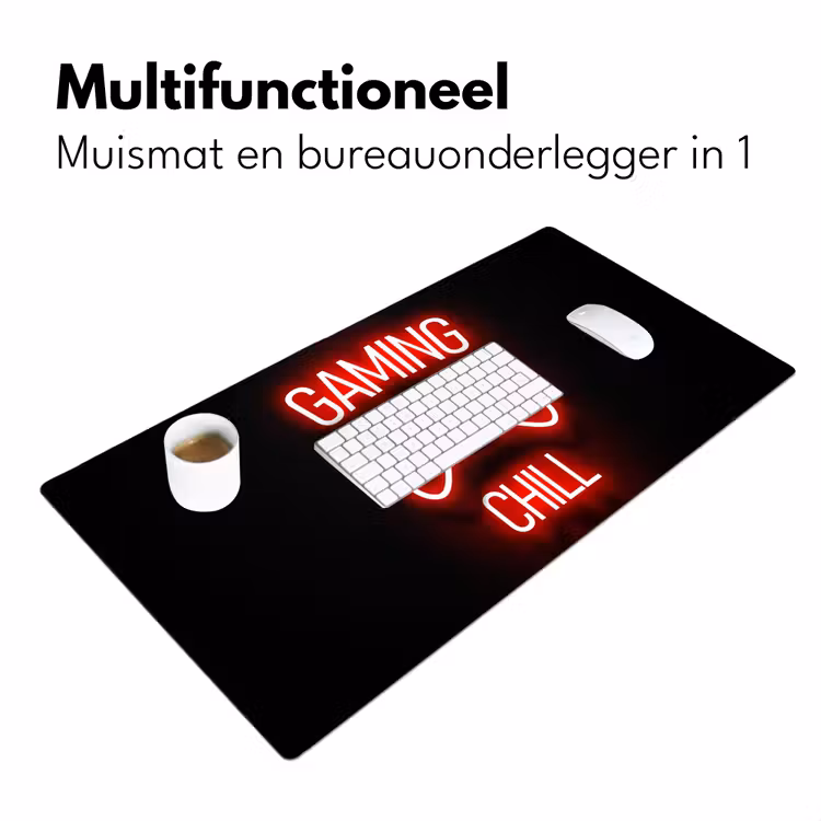 Bureau onderlegger - gaming-quotes-gaming-and-chill-neon-rood — 6