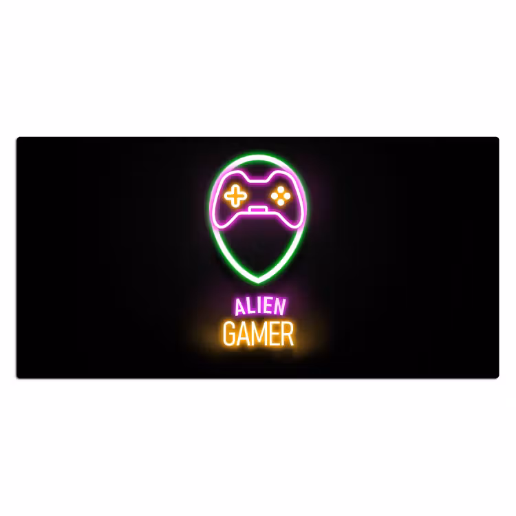 Bureau onderlegger - gaming-quotes-neon-alien-gamer-controller — 1