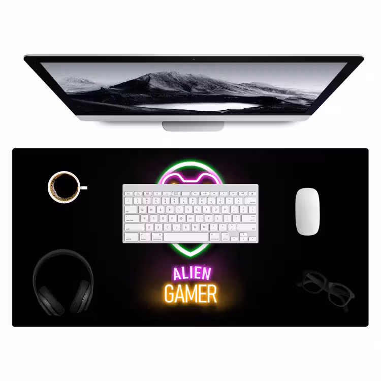 Bureau onderlegger - gaming-quotes-neon-alien-gamer-controller — 3