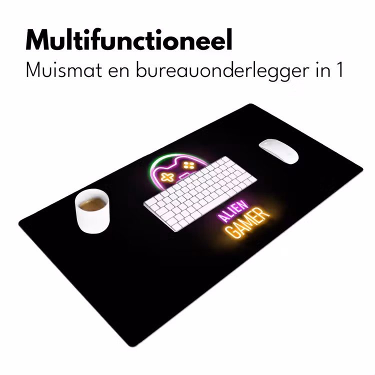 Bureau onderlegger - gaming-quotes-neon-alien-gamer-controller — 6