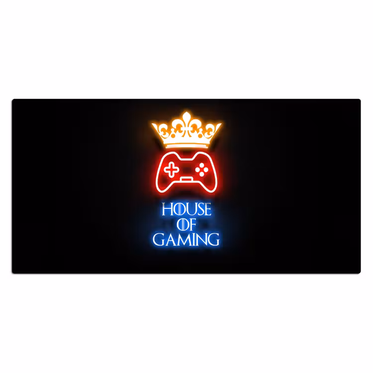 Bureau onderlegger - gaming-quotes-neon-house-of-gaming-kroon-tekst — 1