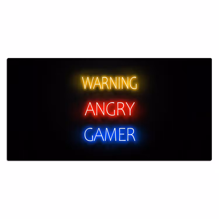 Bureau onderlegger - gaming-quotes-warning-angry-gamer-neon — 1