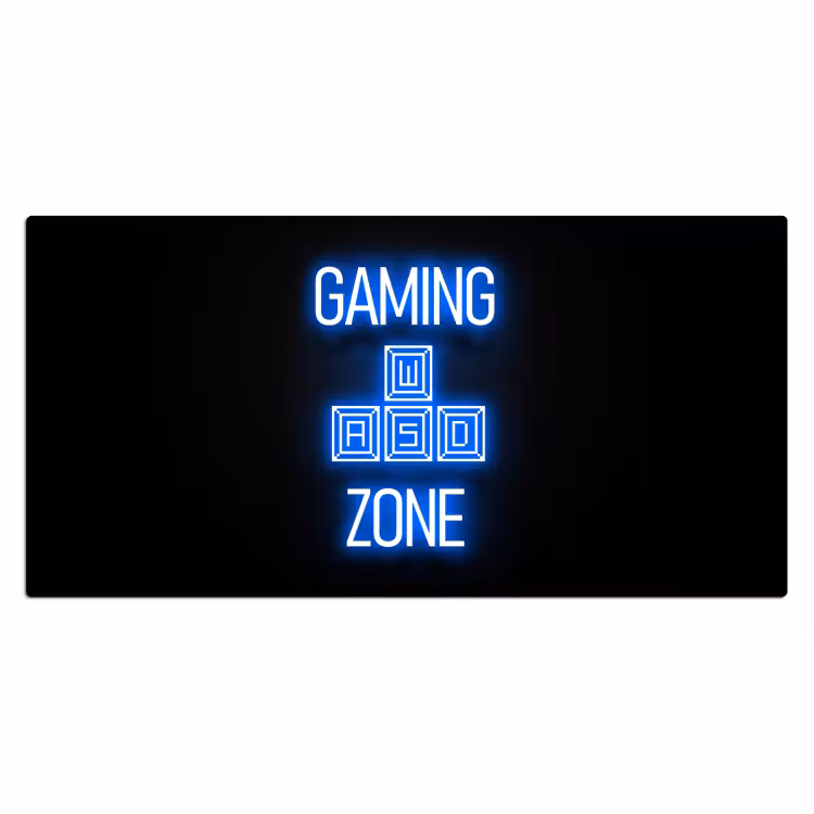Bureau onderlegger - gaming-tekst-gaming-zone-neon-blauw — 1