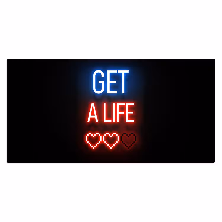 Bureau onderlegger - gaming-tekst-get-a-life-neon-zwart — 1