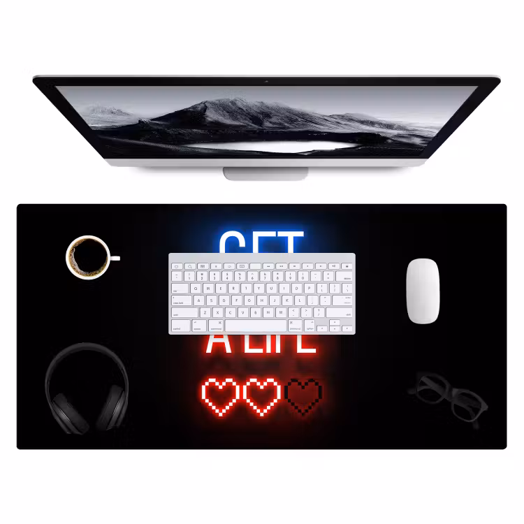Bureau onderlegger - gaming-tekst-get-a-life-neon-zwart — 3