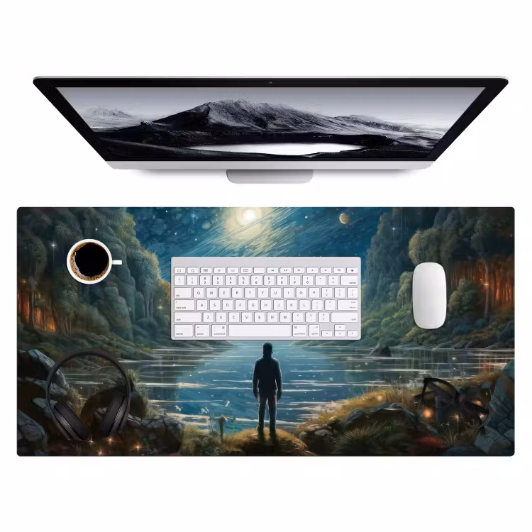 Bureau onderlegger - gebergte-water-maan-sterren — 4