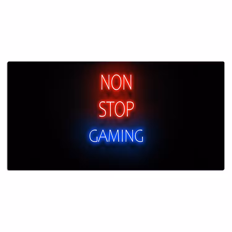 Bureau onderlegger - tekst-gaming-non-stop-gaming-neon-zwart — 1