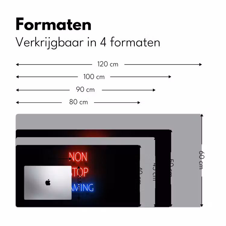 Bureau onderlegger - tekst-gaming-non-stop-gaming-neon-zwart — 7