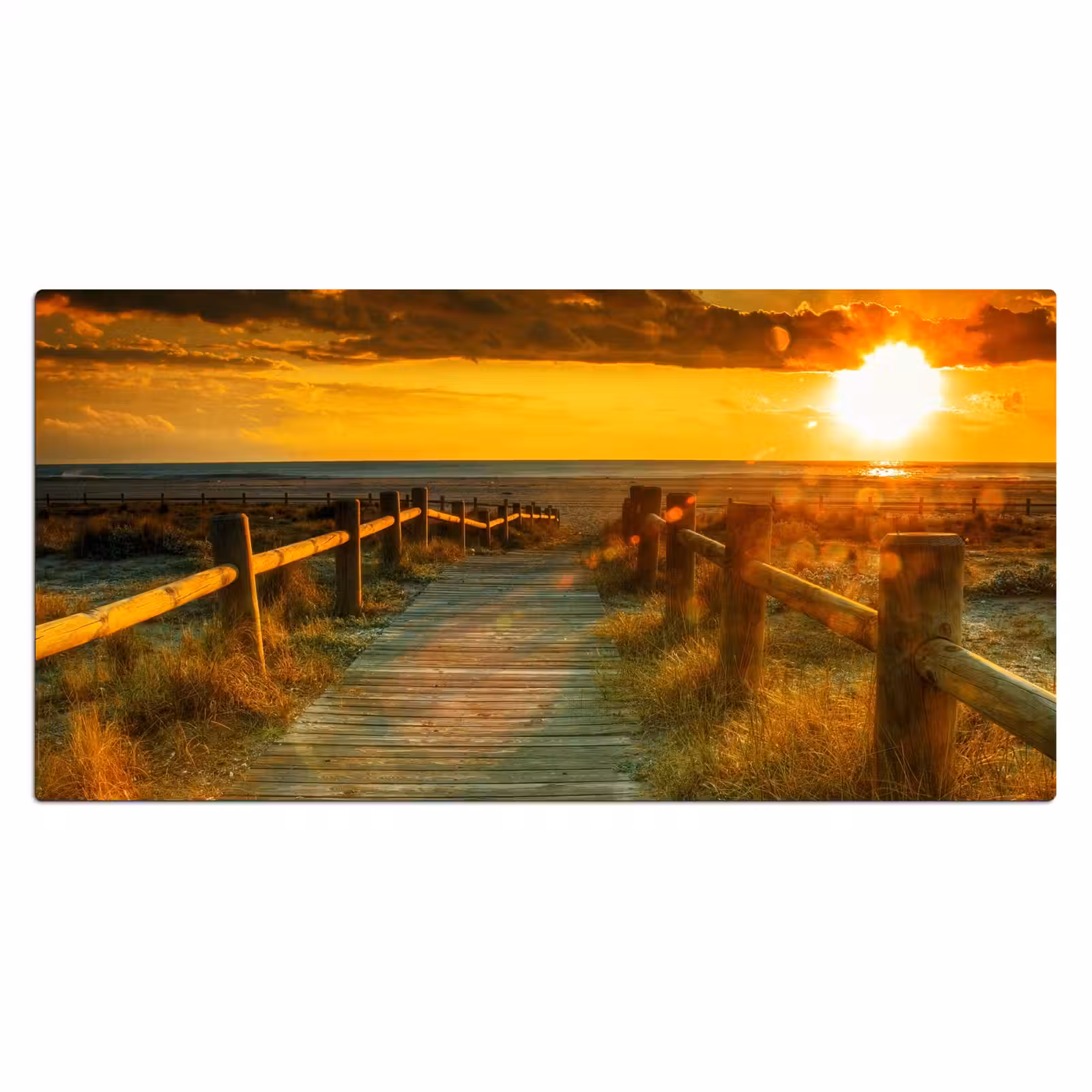 Bureau onderlegger - Zon - Strand - Duin - Horizon - Gras - Pad - Oranje — 1