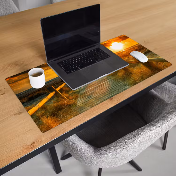 Bureau onderlegger - Zon - Strand - Duin - Horizon - Gras - Pad - Oranje — 2