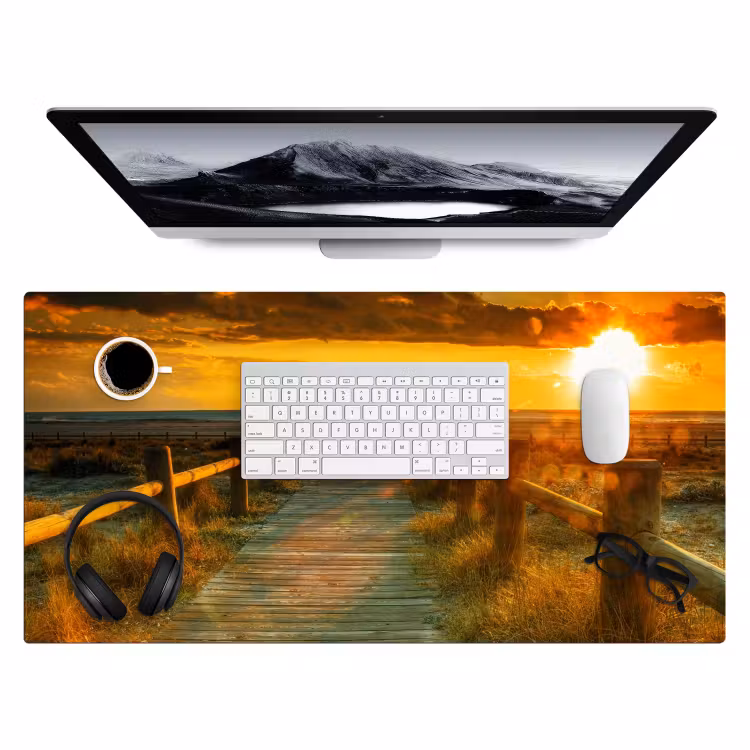 Bureau onderlegger - Zon - Strand - Duin - Horizon - Gras - Pad - Oranje — 3